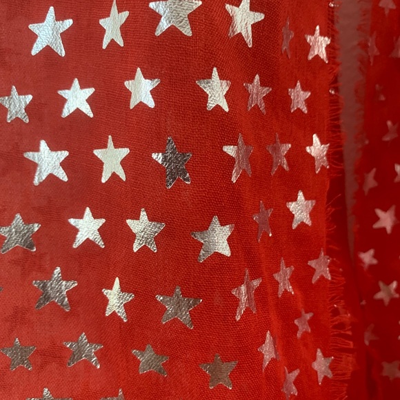 Infinity Scarf- red with silver stars. - Picture 2 of 6